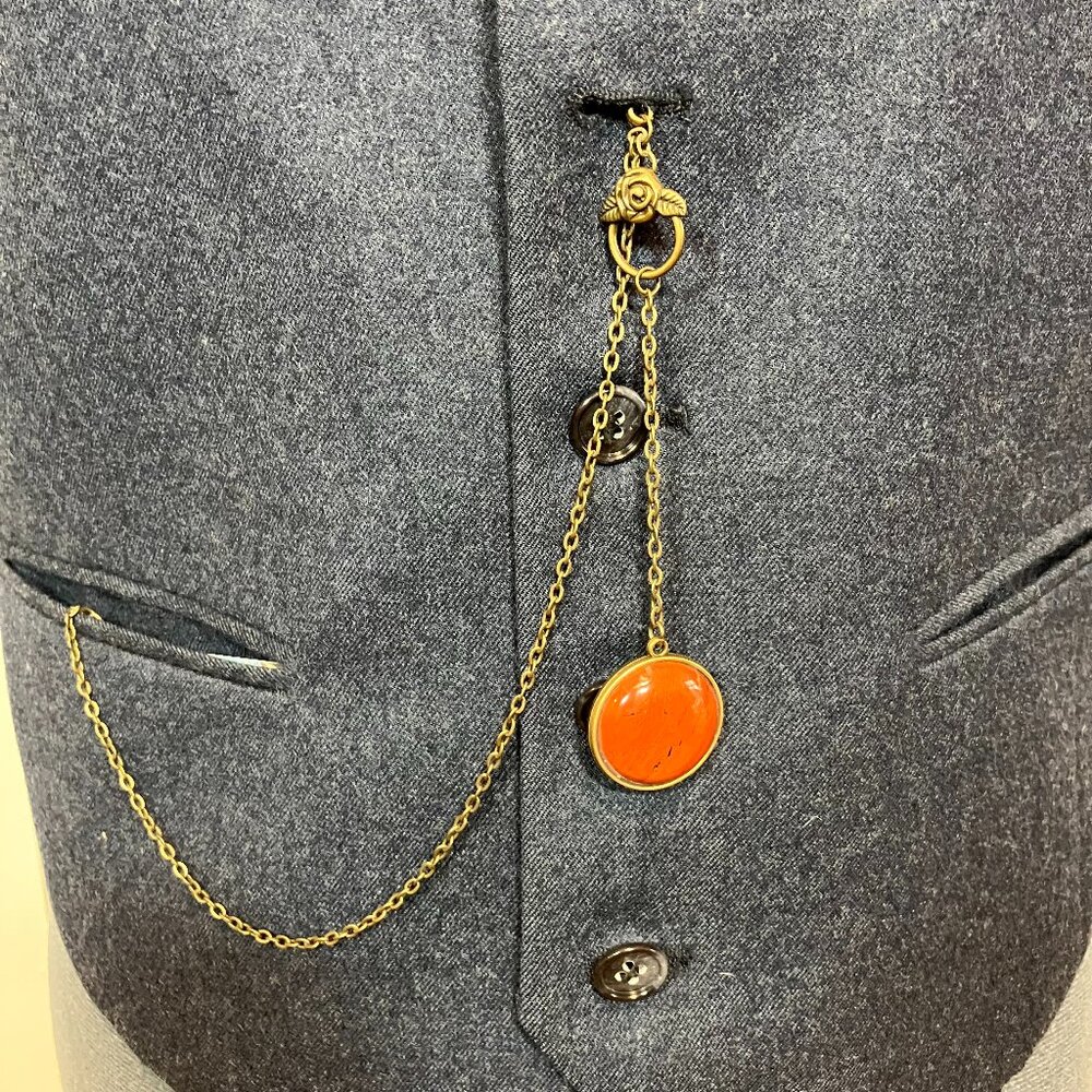 Handcrafted Red Flame Jasper Watch Fob / Hip Chain - 18" Long